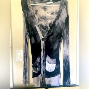 Black and grey tie dye cardigan